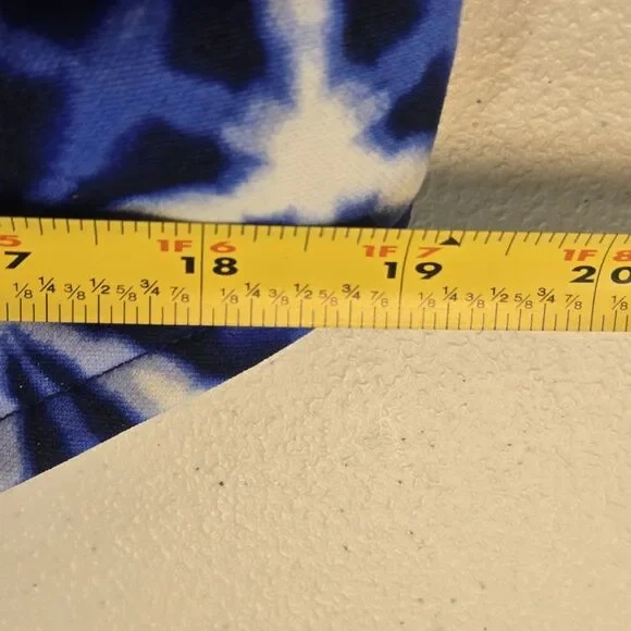 Maxine of Hollywood One Piece Swimdress Blue/White Geometric Side Tie Size 20 - Picture 8 of 9